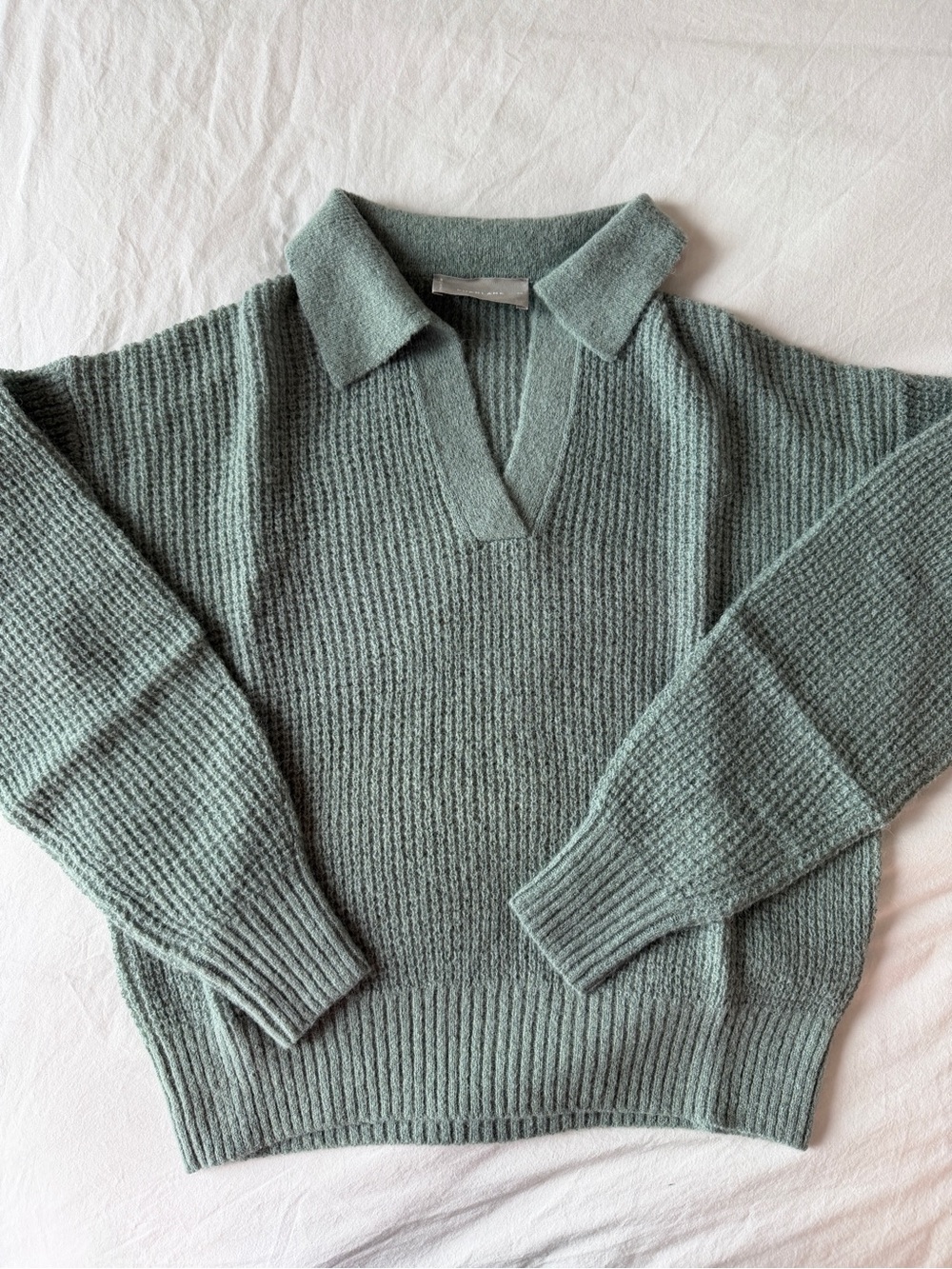 Everlane Alpaca Waffle-Stitch Polo Green XS